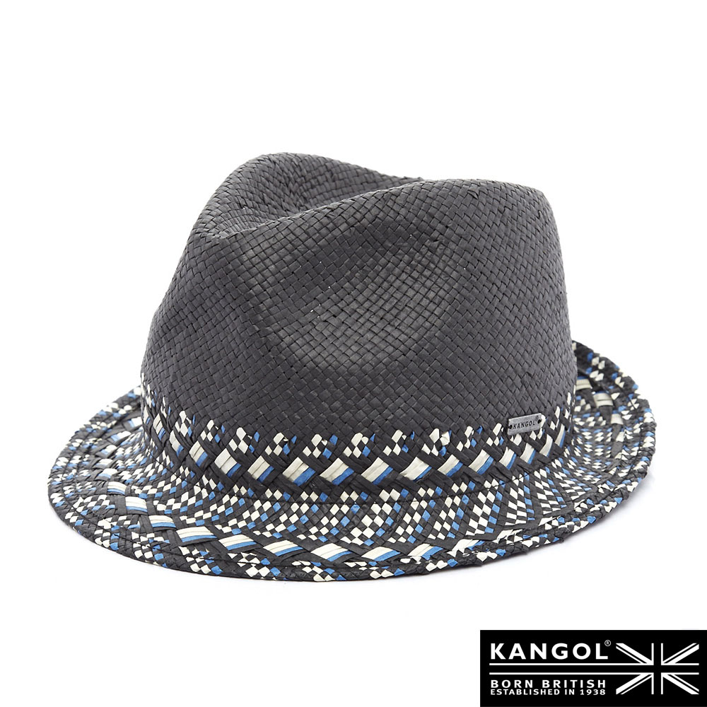 KANGOL 英國袋鼠 - 經典系列 - 紙纖維三色編織紳士帽 - 黑色