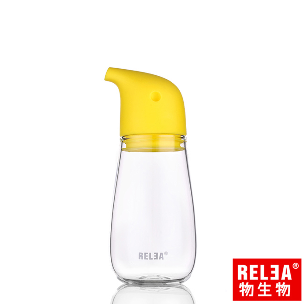 RELEA 物生物 220ml企鵝玻璃油壺(檸檬黃)