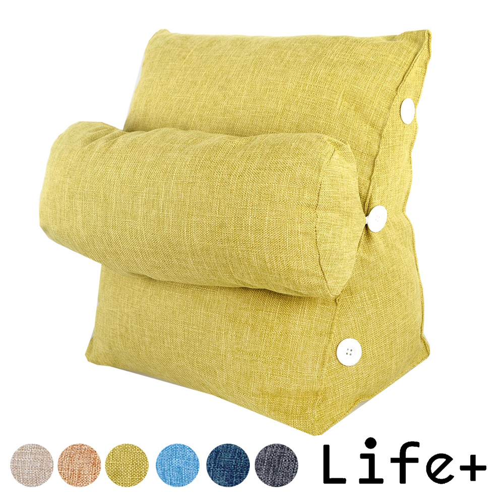 Life+ 純色品味 舒壓萬用棉麻靠枕/抱枕/腰靠枕 (淺綠)