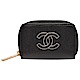 CHANEL 經典車紋雙C LOGO粒紋小牛皮拉鍊零錢包(黑) product thumbnail 1