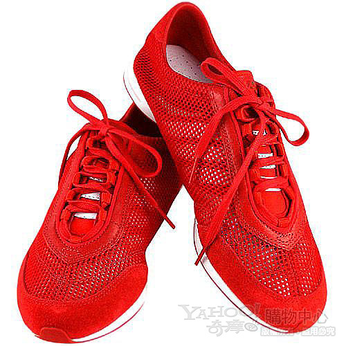 Y-3山本耀司 紅色真皮透氣網織運動休閒鞋【女款US 9號】