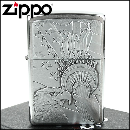 ZIPPO美系-Eagle and Lady Liberty torch-火炬鷹貼飾