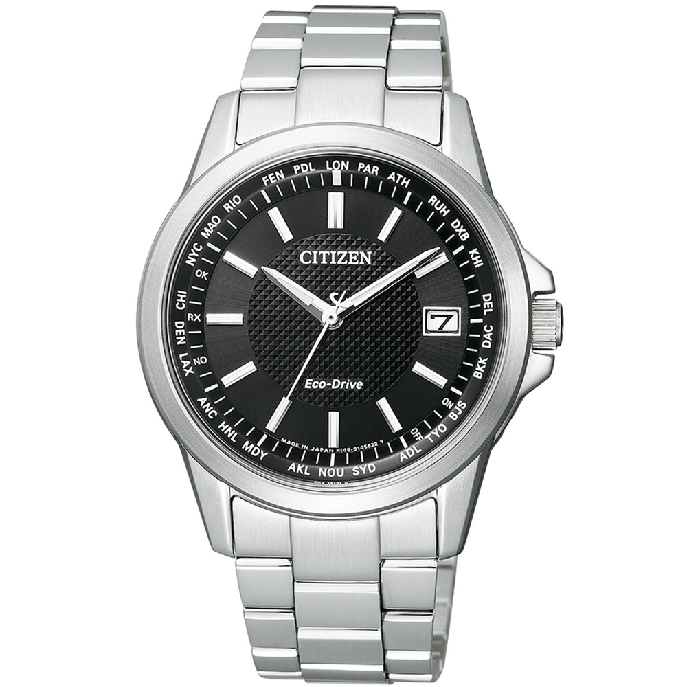 CITIZEN 星辰 嶄新世界限量電波時計腕錶(CB1090-59E)-黑/38mm