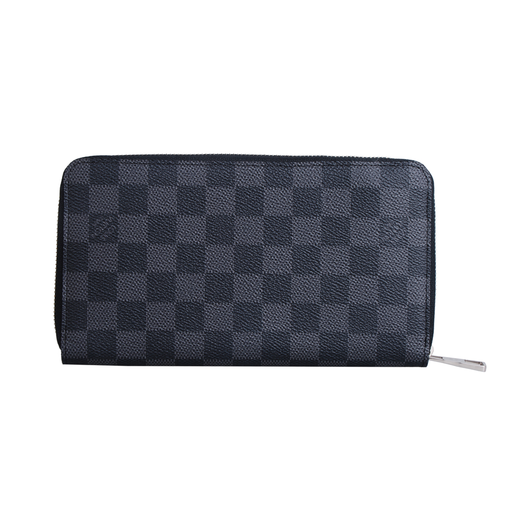 LV【N63077】經典Damier Graphite 拉鍊長夾手拿包