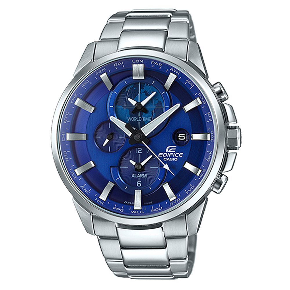 EDIFICE 世界地圖新風範日曆指針腕錶(ETD-310D-2A)藍/45.3mm