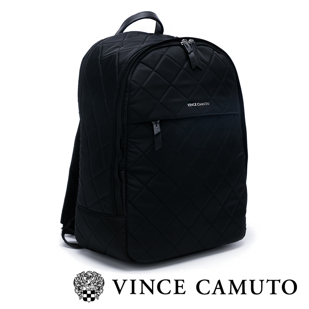 Vince Camuto 菱格尼龍大容量後背包-黑色