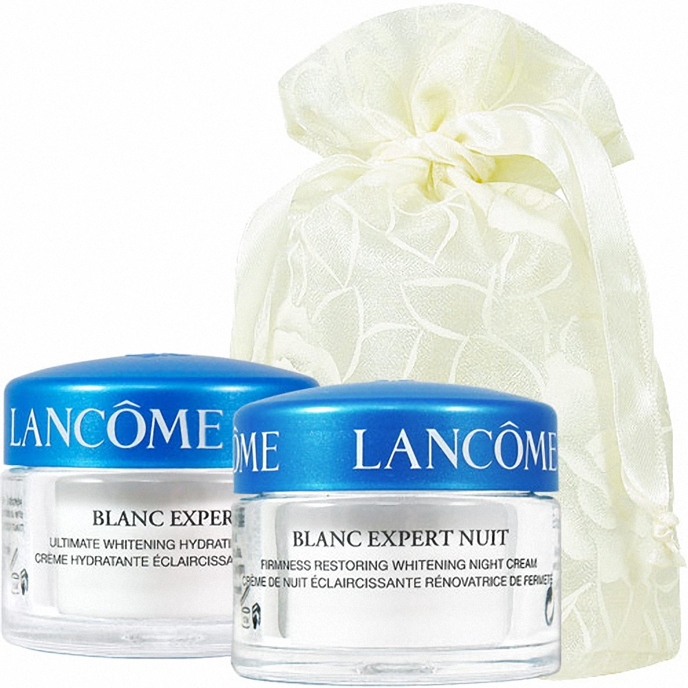 LANCOME 蘭蔻 鐳射光瞬白精華日間凝霜(15ml)+晚霜(15ml)旅行袋組