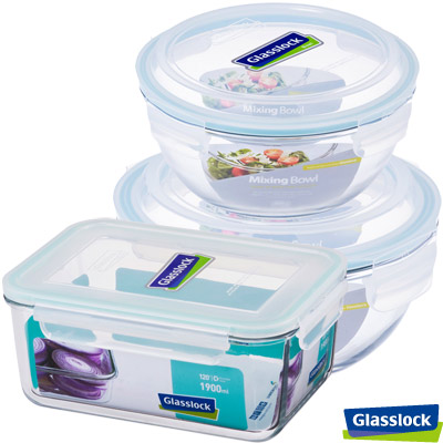 Glasslock強化玻璃微波保鮮盒 - 大容量沙拉3件組