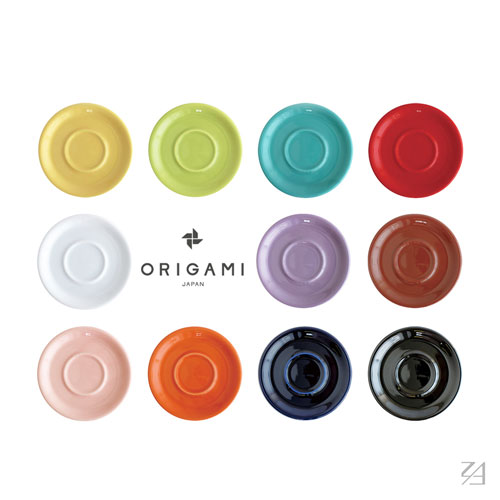 日本 ORIGAMI 摺紙咖啡陶瓷盤(卡布/拿鐵杯兼用, 共11色)