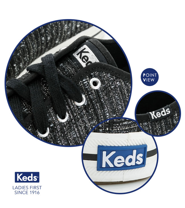 Keds KICKSTART金屬紗線綁帶休閒鞋-黑