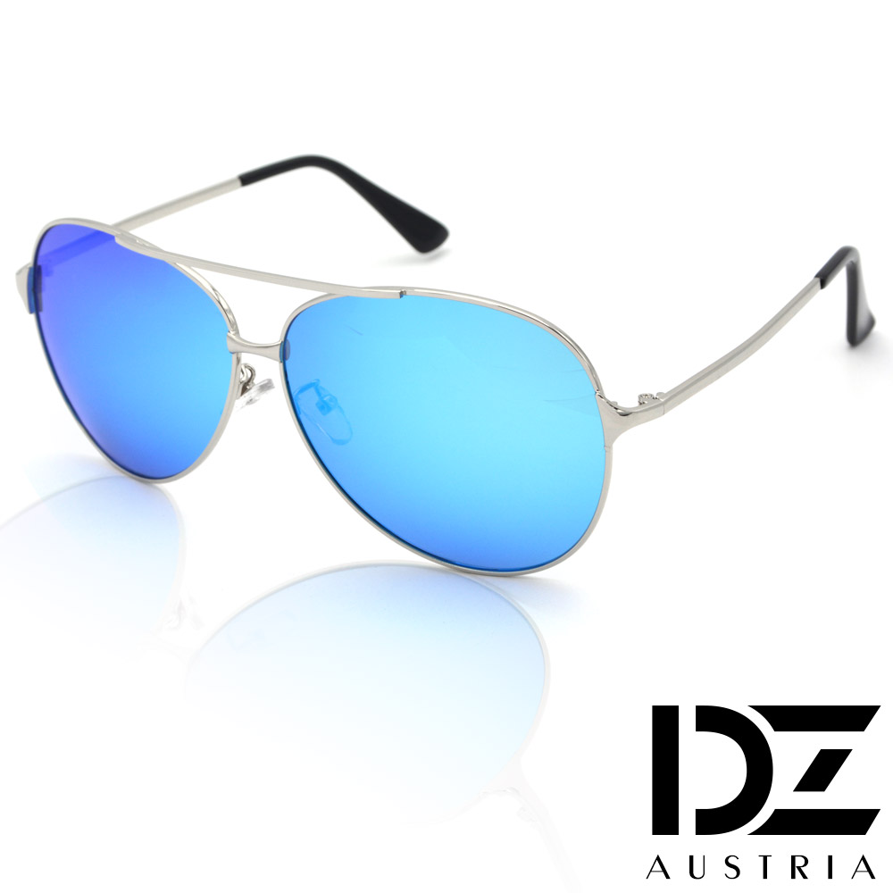 DZ 飛官焦點 抗UV 偏光太陽眼鏡墨鏡(銀框冰藍膜)