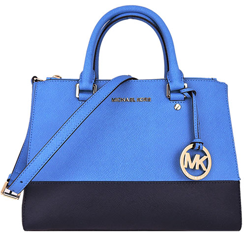 MICHAEL KORS Sutton 防刮撞色皮革手提/斜背兩用包(藍)