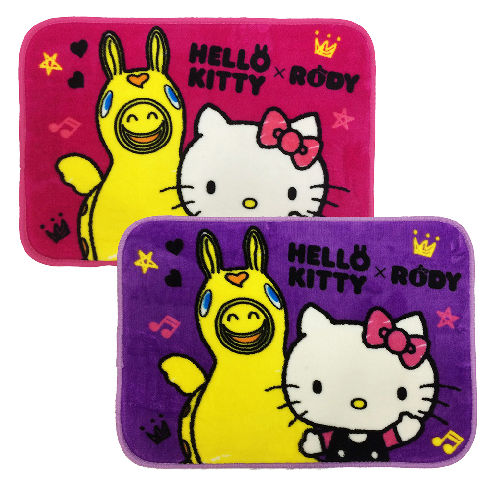 HELLO KITTY & RODY Hello Friend 法蘭絨地墊2入(桃+紫)