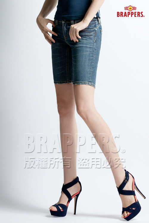 BRAPPERS 女款 新美腳二代系列-女用合身五分褲-藍