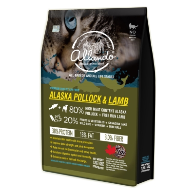 Allando奧蘭多 天然無穀貓鮮糧 - 阿拉斯加鱈魚+羊肉 全貓用 1.2kg