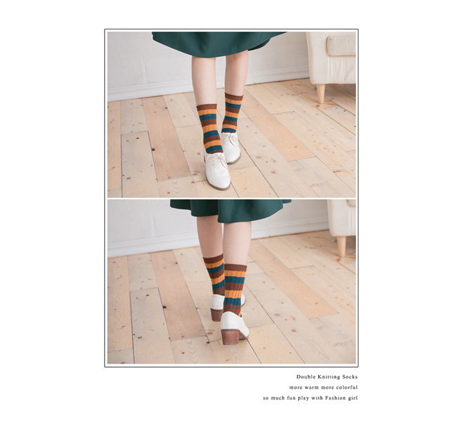 蒂巴蕾 流行女棉襪-羅紋彩條