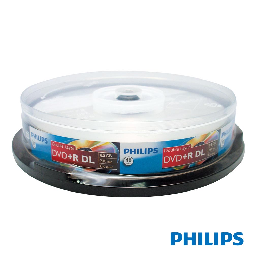 【PHILIPS】飛利浦 8.5G 8X DVD+R DL 單面雙層 10片布丁桶裝