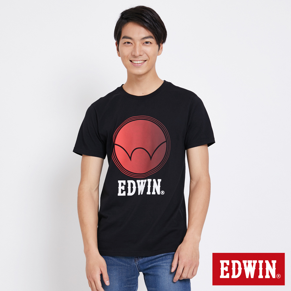 EDWIN 東京系列圓型漸層LOGO短袖T恤-男-黑色