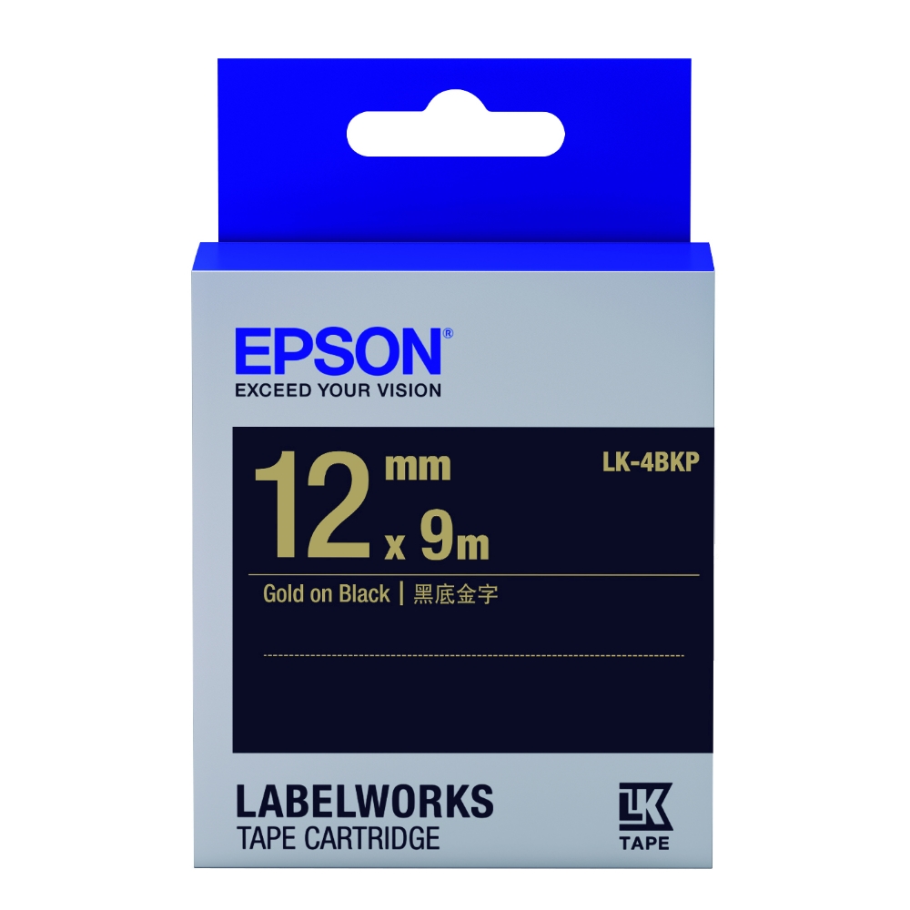 EPSON C53S654407 LK-4BKP粉彩系列黑底金字標籤帶(寬度12mm)