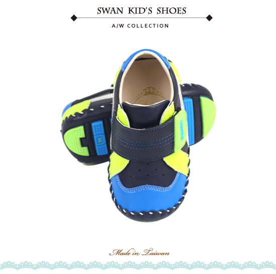 Swan天鵝童鞋-拼接休閒翹頭寶寶學步鞋1526-藍
