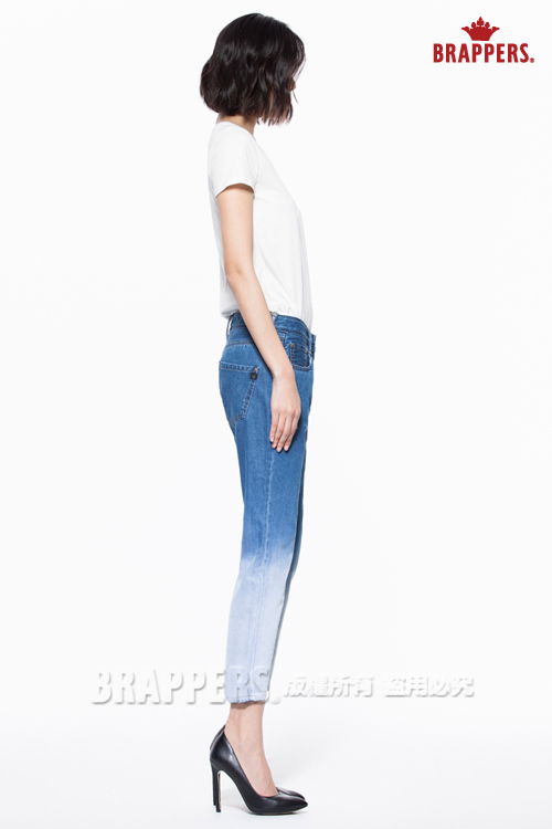 BRAPPERS 女款 新美腳Royal系列-女用中低腰漸層八分褲-漸層藍