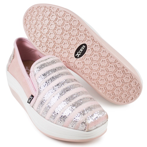 XCESS-女增高鞋GW044PIN-水晶條紋粉紅