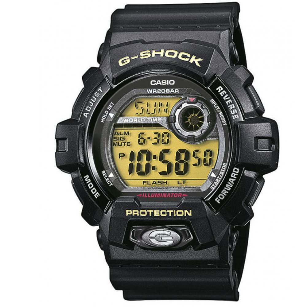 G-SHOCK 多層次神秘風超亮眼LED休閒錶(G-8900-1)-黃/52.5mm