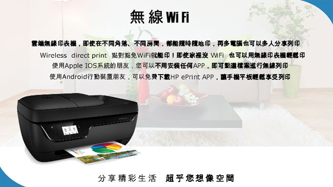 HP OfficeJet 3830 商用噴墨多功能事務機(Wifi/影印/列印/掃描/傳真)