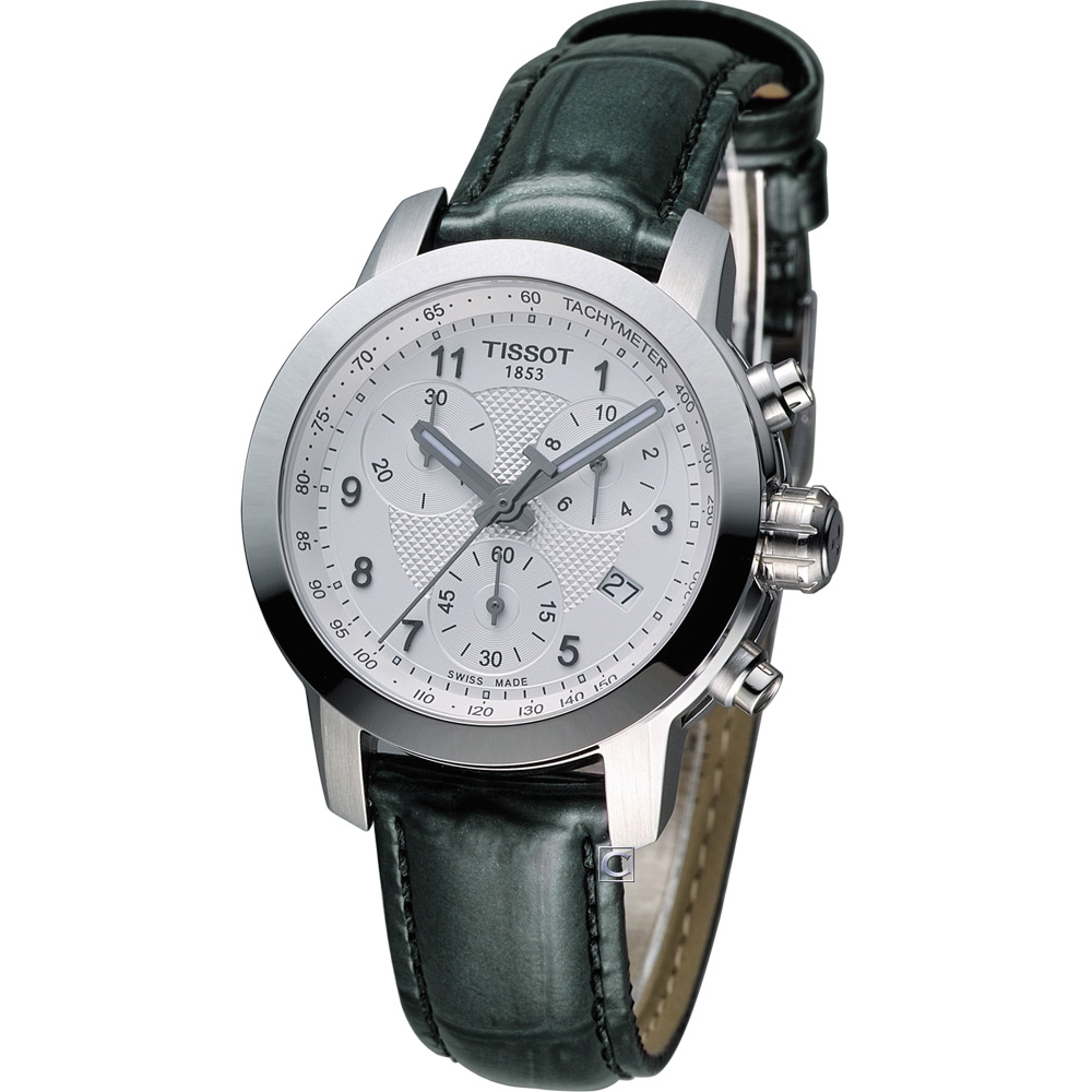 TISSOT PRC-200 計時運動腕錶-白x黑灰錶帶/35mm
