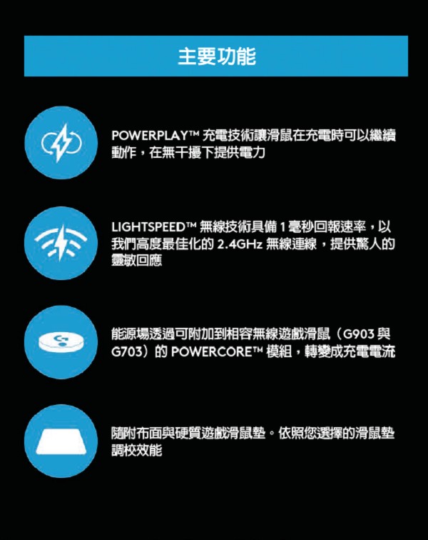 羅技 G502 LIGHTSPEED 高效能無線電競滑鼠+POWERPLAY 無線充電遊戲滑鼠墊