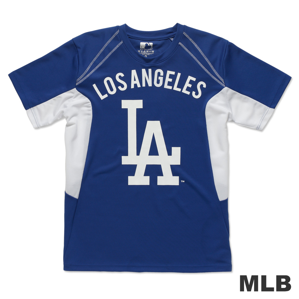 MLB-洛杉磯道奇隊修身撞色T恤-藍(男)