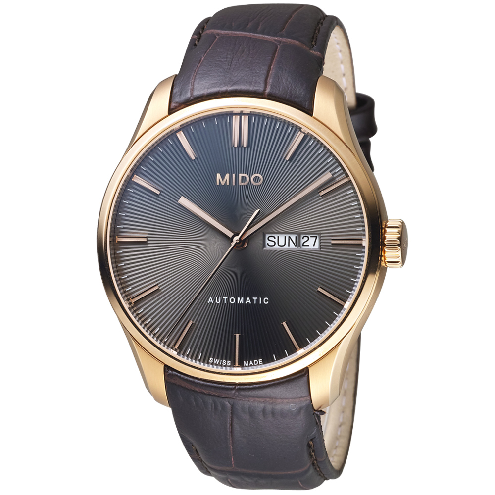 MIDO 美度 官方授權 Belluna Gent系列時尚紳士腕錶-M0246303606100灰色x/咖啡色x42mm