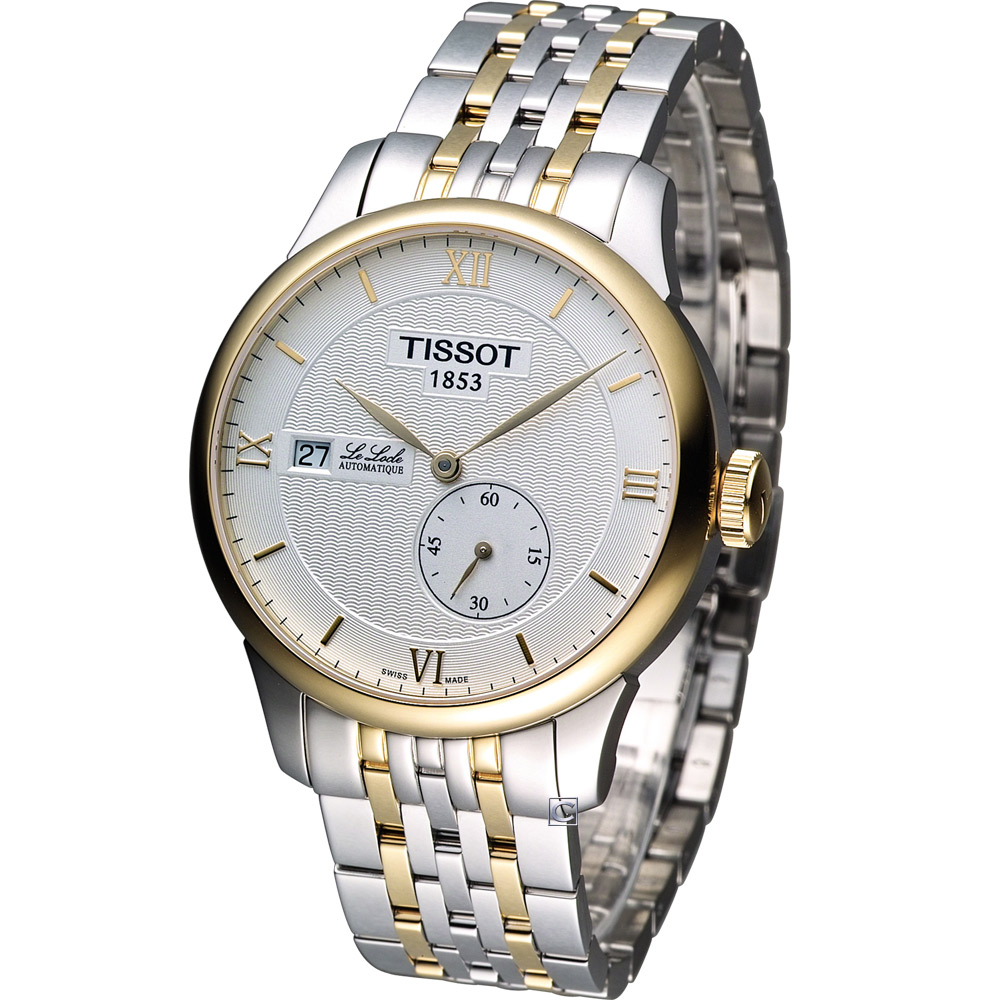 TISSOT Le Locle 立洛克小秒針機械錶-銀白x雙色版/39mm