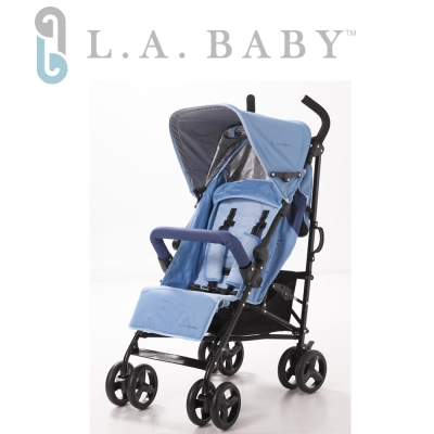 【美國 L.A. Baby】時尚輕便嬰兒手推車-藍色