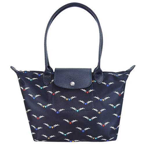LONGCHAMP Chevaux Ailes 雙馬天使翅膀長把摺疊水餃包(小/深藍)