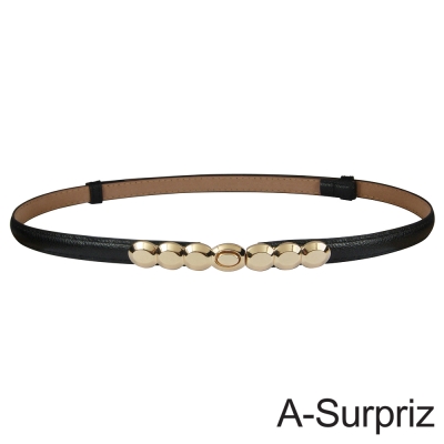 A-Surpriz 金屬圓型釦環可調節腰帶(黑)