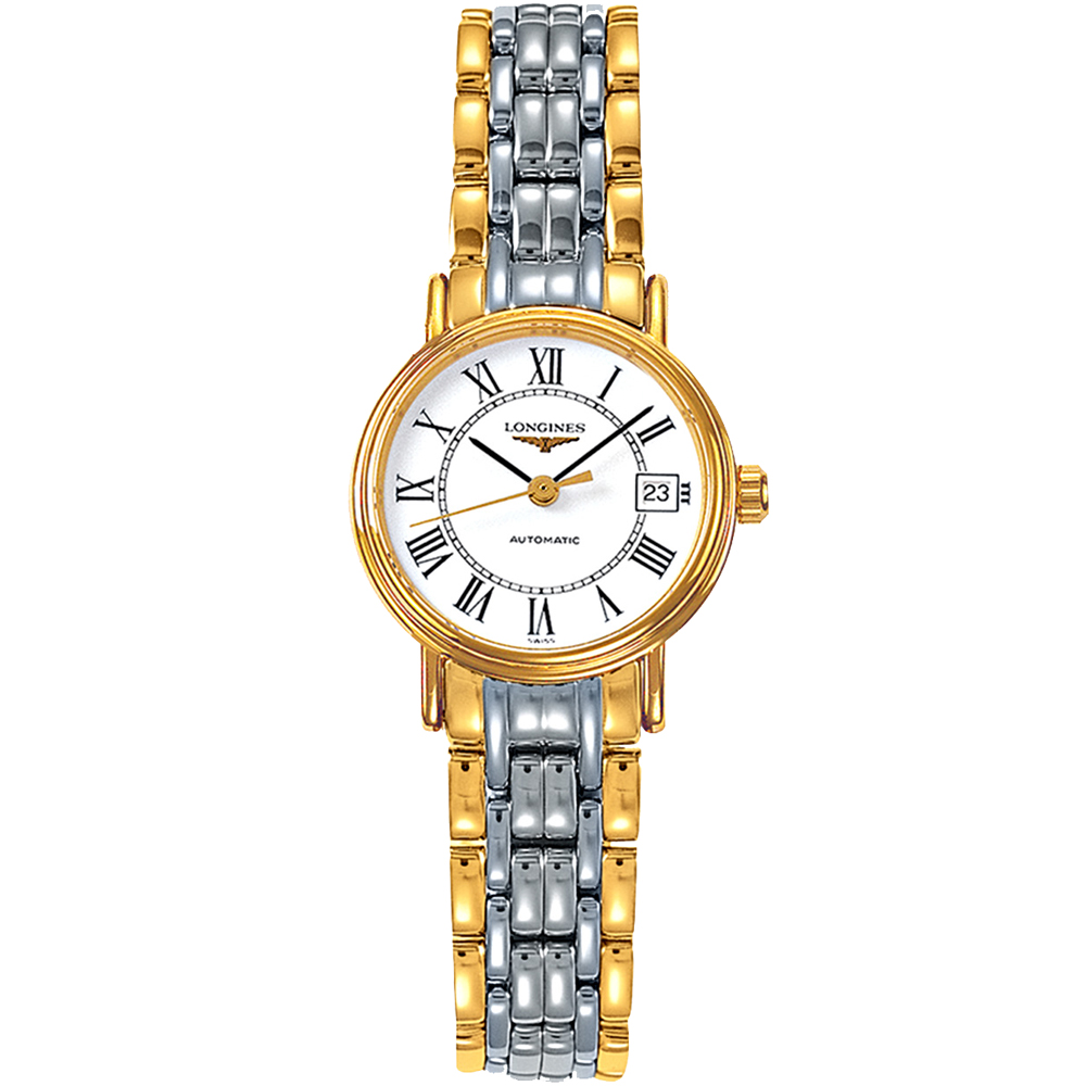 LONGINES浪琴 時尚系列經典優雅腕錶 -銀色+金色/25.5mm