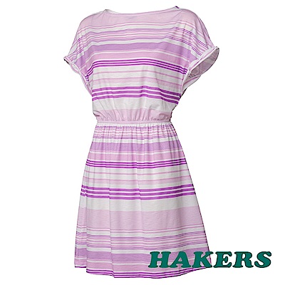 【HAKERS 哈克士】女-快乾條紋洋裝 -粉色