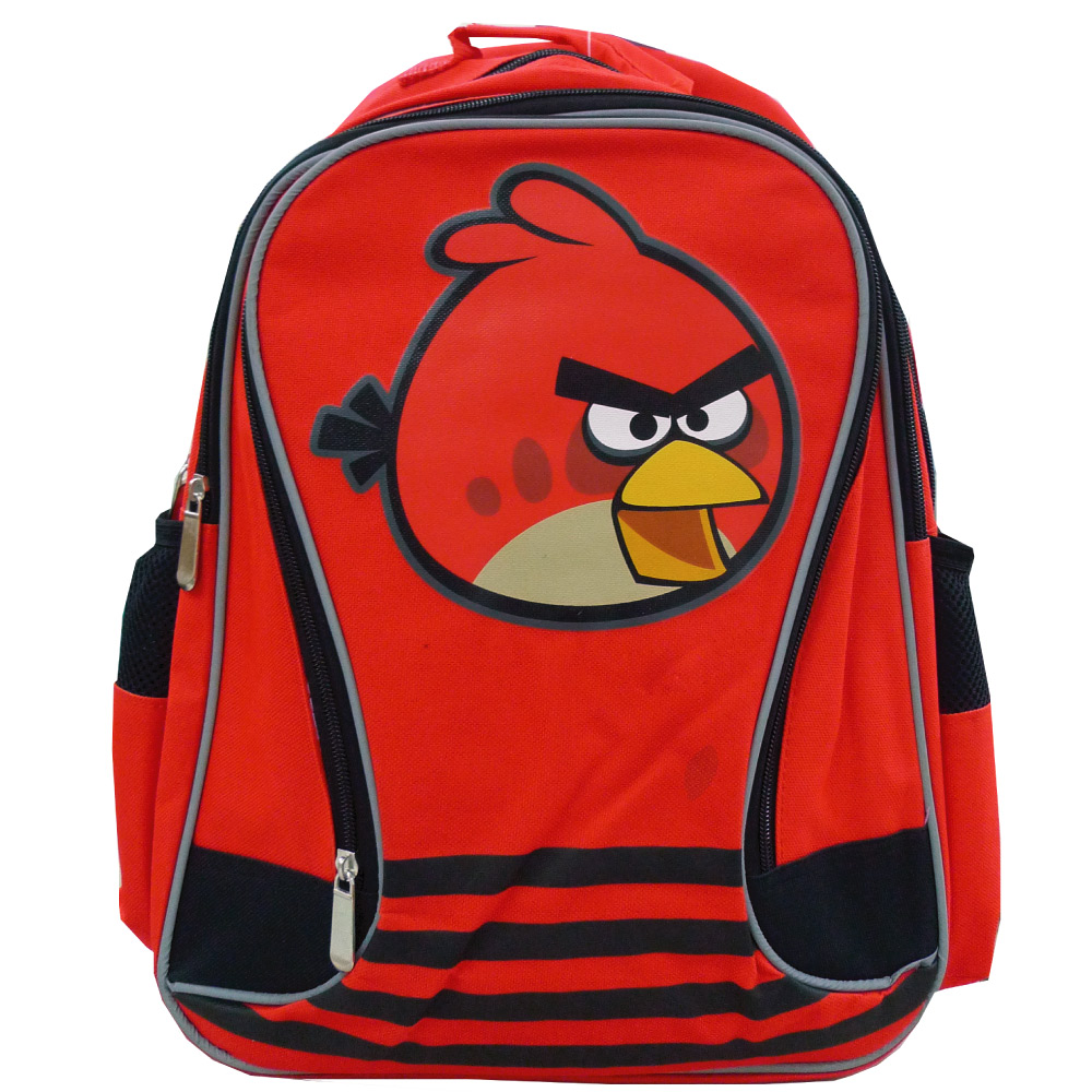Angry Birds 憤怒鳥多功能條紋雙層護脊後背包（黑）A2