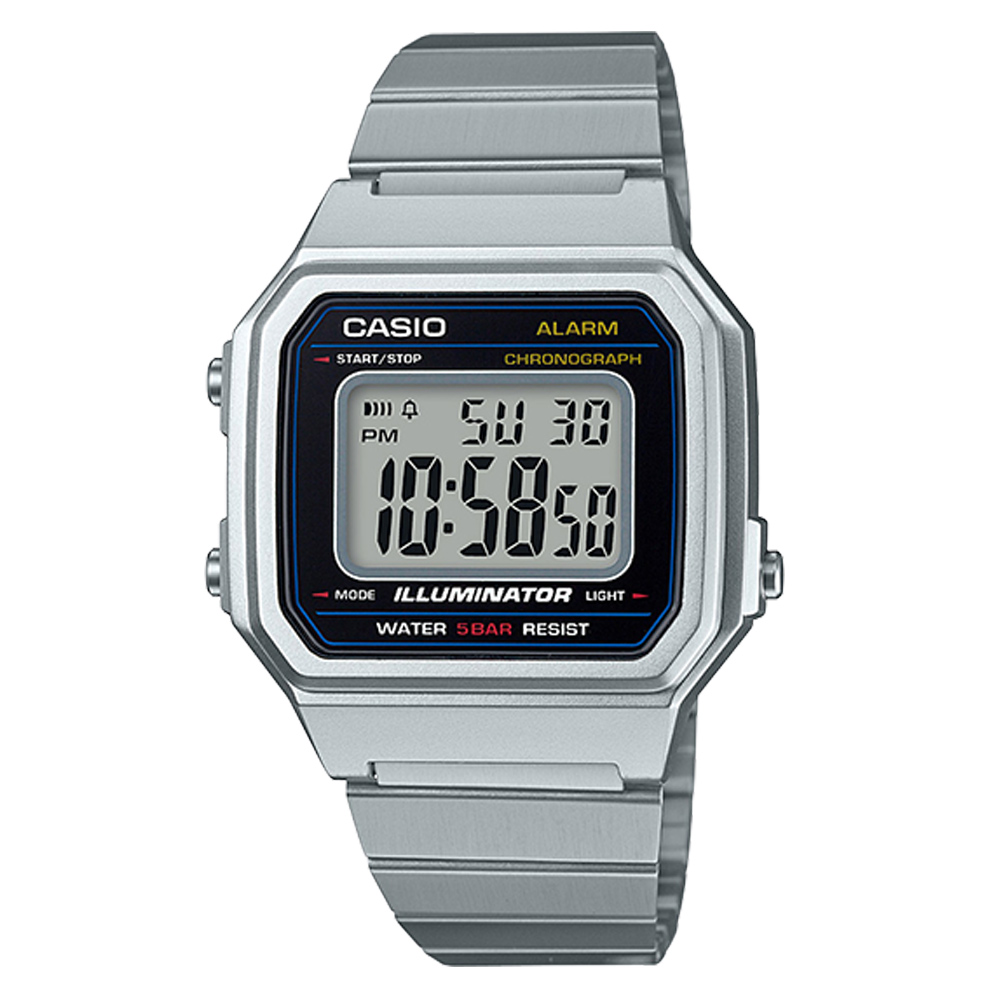 CASIO 復古文青風大型數字數位錶(B-650WD-1)銀色41.2mm