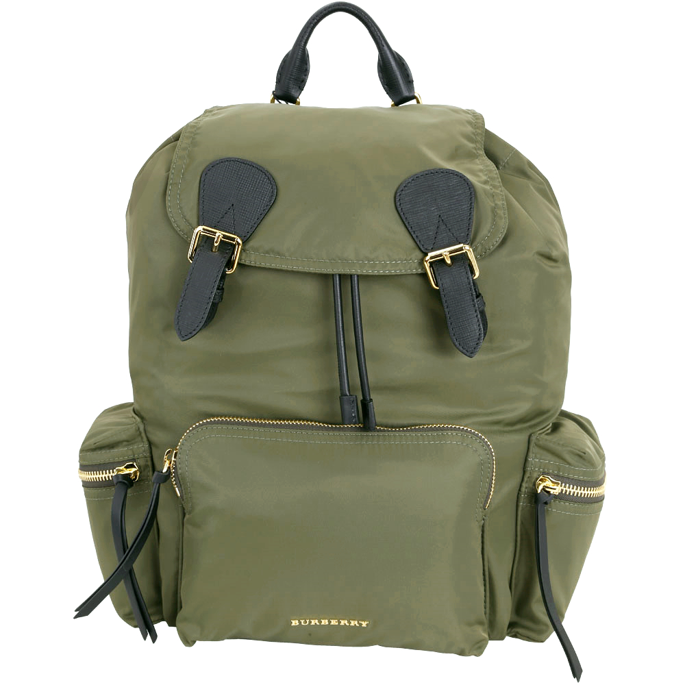 BURBERRY The Rucksack 撞色拼接尼龍後背包(大/軍綠色)