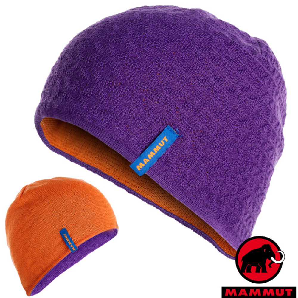 【MAMMUT 長毛象】中性新款 Nordwand 雙層雙面保暖帽子.針織_黎明紫/日出橙