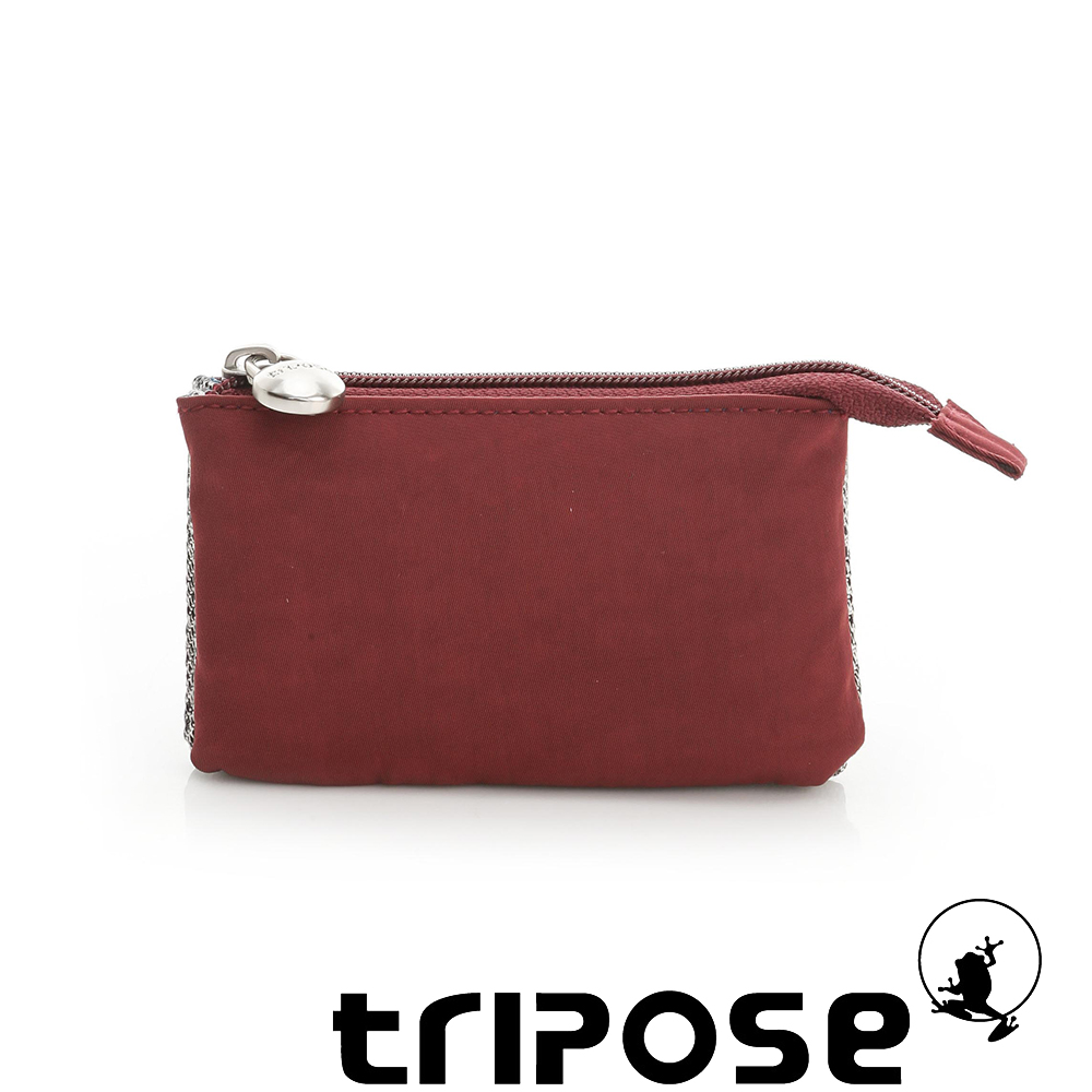 tripose 漫遊系列岩紋簡約微旅萬用零錢包 酒紅