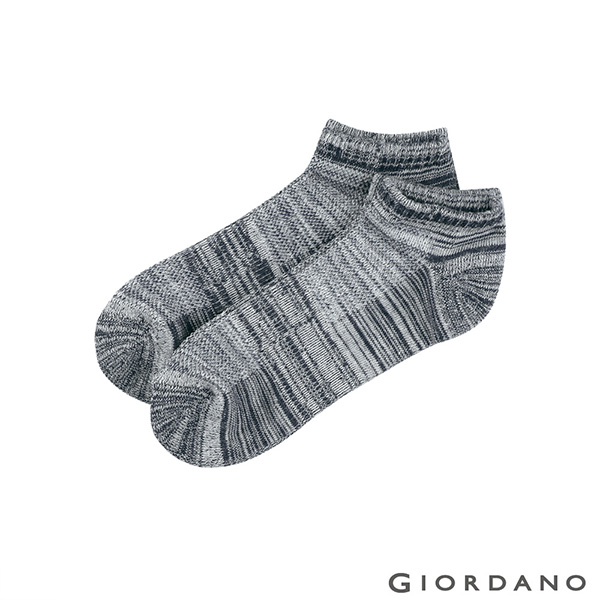 GIORDANO 素色彈力棉防滑休閒短襪(2雙入) - 76 花紗灰/藍