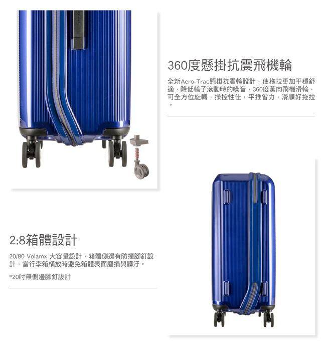 Samsonite 新秀麗 25吋ARQ 2/8開懸吊抗震減音PC硬殼行李箱(深藍)