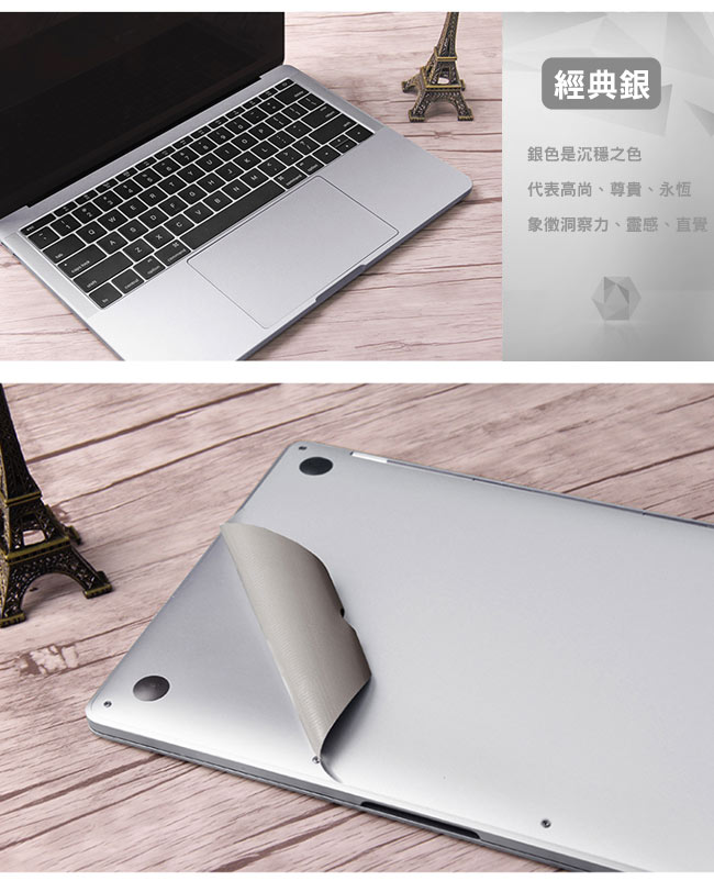 MacBook Pro Retina 15吋Touch bar專用機身保護貼(經典銀)