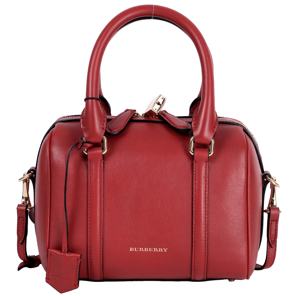 BURBERRY The Alchester 小牛皮兩用保齡球包(紅色)