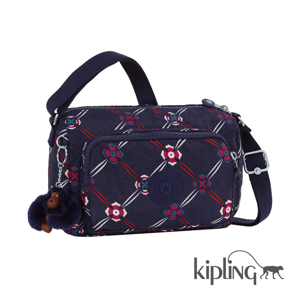 Kipling 斜背包 藍紫萬花筒印花-小