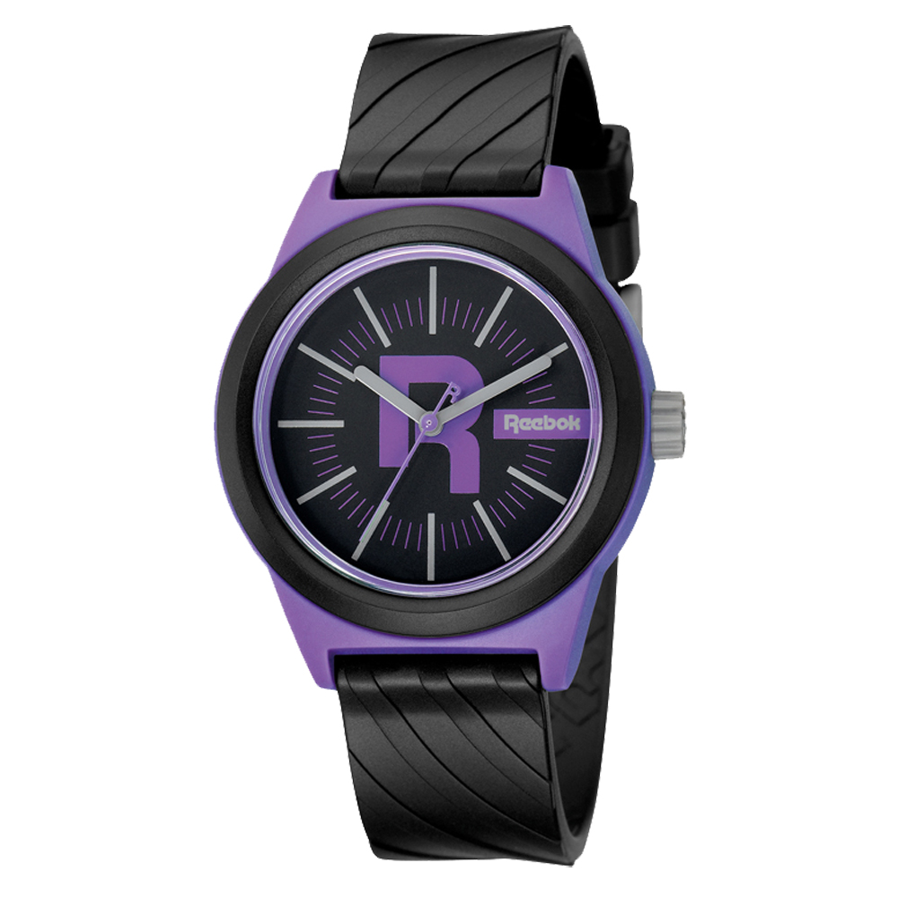 Reebok Swirl系列潮流漩渦運動腕錶-紫x黑/38mm
