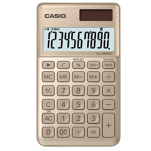 CASIO 10位元時尚霧面系列攜帶型計算機(SL-1000SC-GD)-香檳金